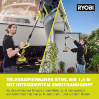 RYOBI 18 V ONE+ Akumulátorová čistící kartáč R18TPS-120G čištění pomocí elektricky rotačních kartáčů, průměr kartáče 15 cm, tel